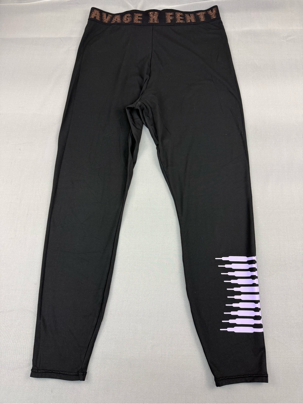 Savage X Fenty Black Leggings with Gold Logo Tag